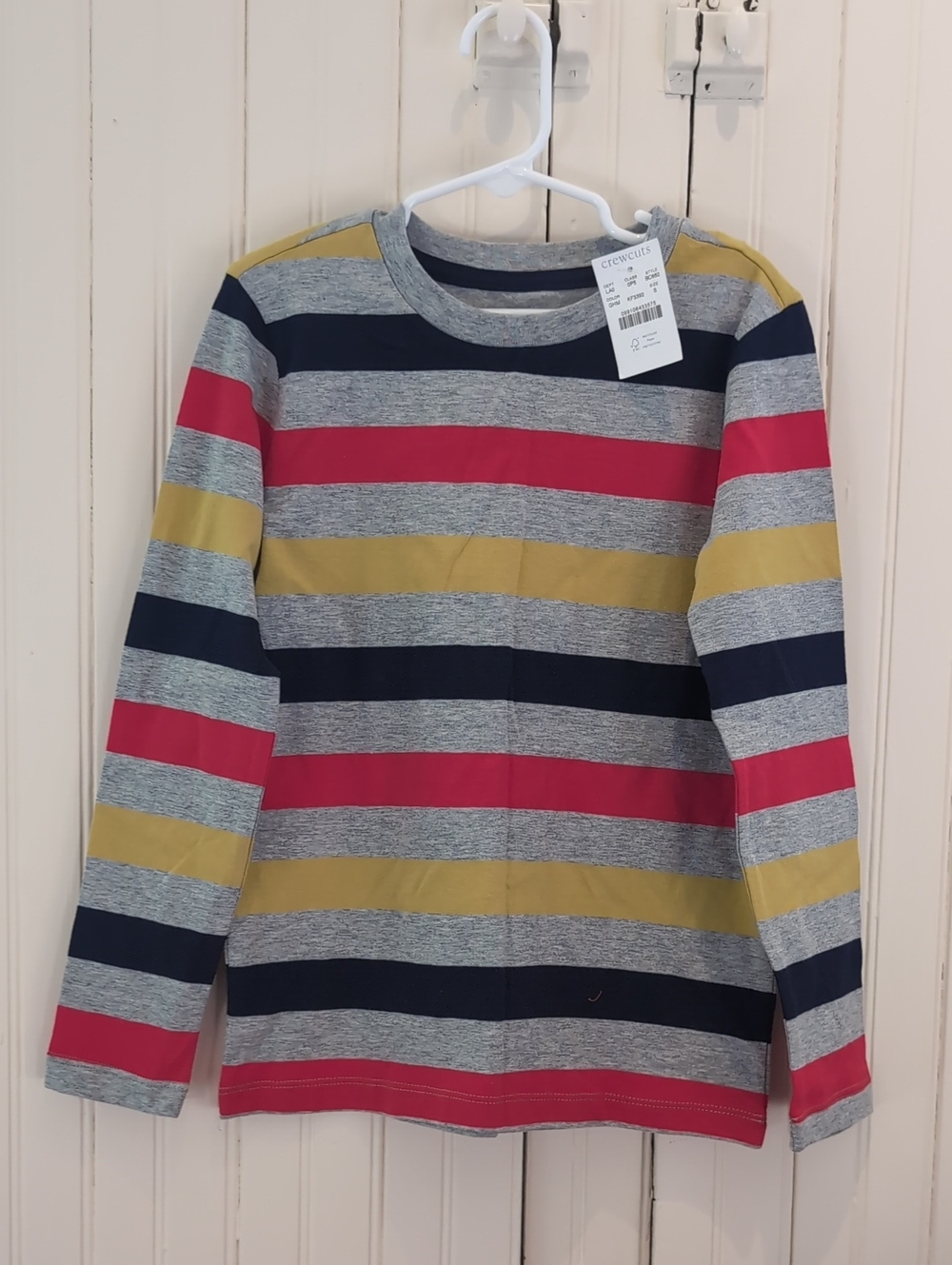 Crewcuts Long-Sleeve Stripe Tee in Navy, Gray, Mustard & Red